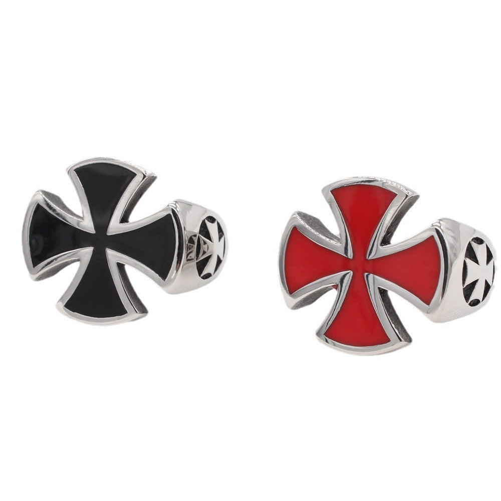 Stylish Crusader Cross Polished Titanium Steel Ring for Men