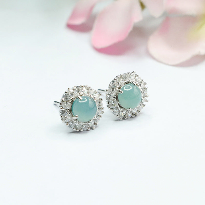 Sterling Silver Jade Stud Earrings