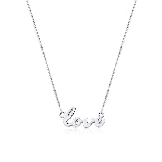 LOVE Alphabet Pendant Silver Necklace