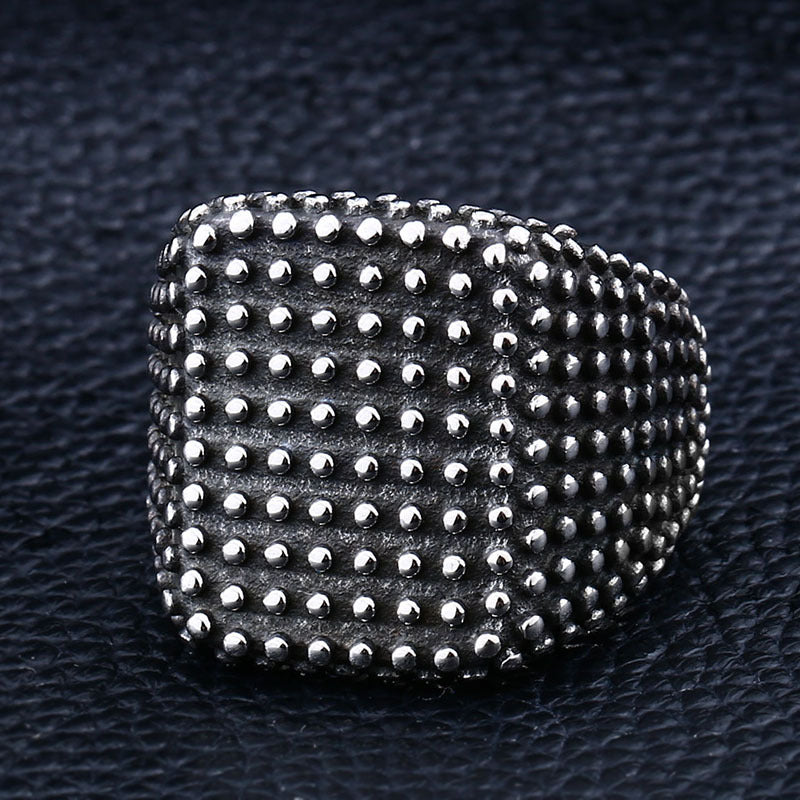 Retro Personalized Stainless Steel Men's Polka Dot Ring - Wholesale European and American Trade