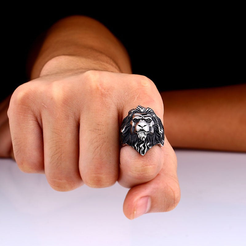 Wholesale Trendy Titanium Steel Men's Lion Ring - Cross-Border Fashion Jewelry for Men