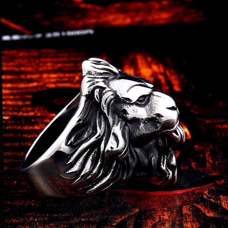 Wholesale Trendy Titanium Steel Men's Lion Ring - Cross-Border Fashion Jewelry for Men