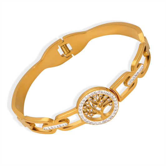 Golden World Tree Zircon Bracelet - Planderful Everyday Genie Collection