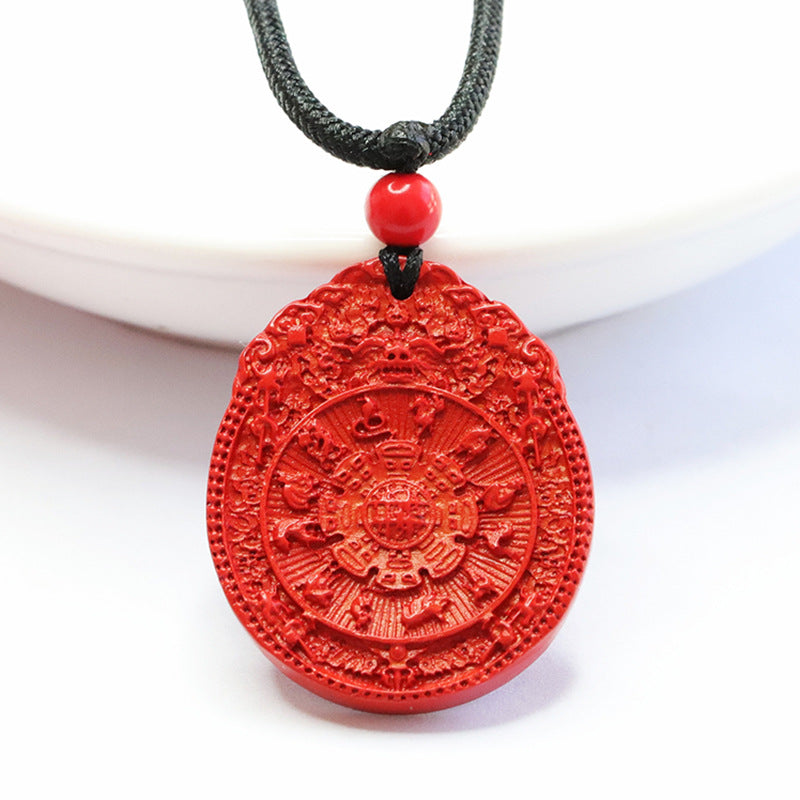 Celestial Charisma Red Cinnabar Bagua Zodiac Pendant