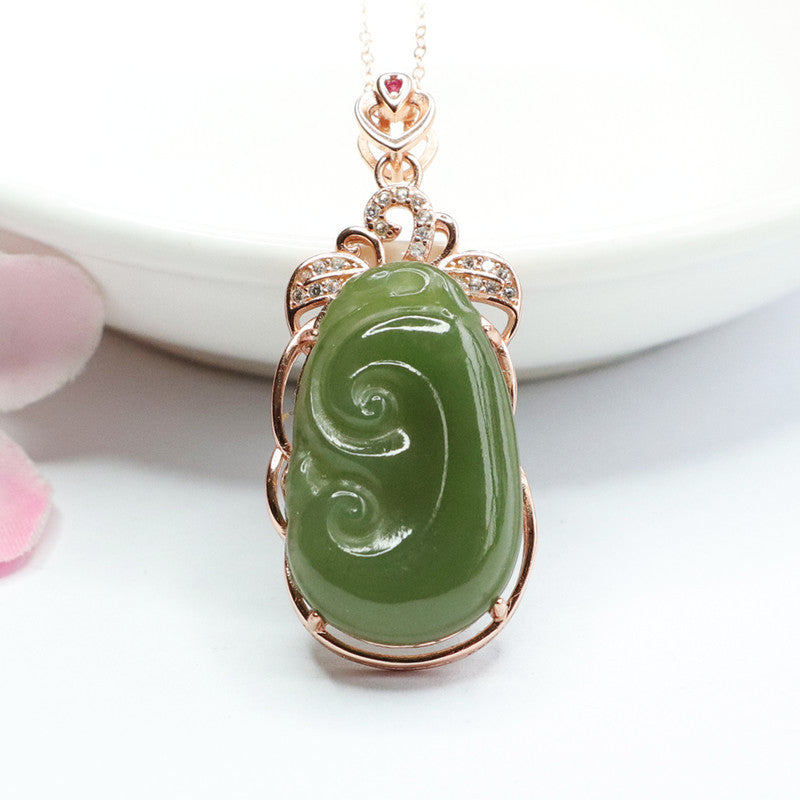 Lake Green Jade Zircon Necklace - Sterling Silver Jewelry