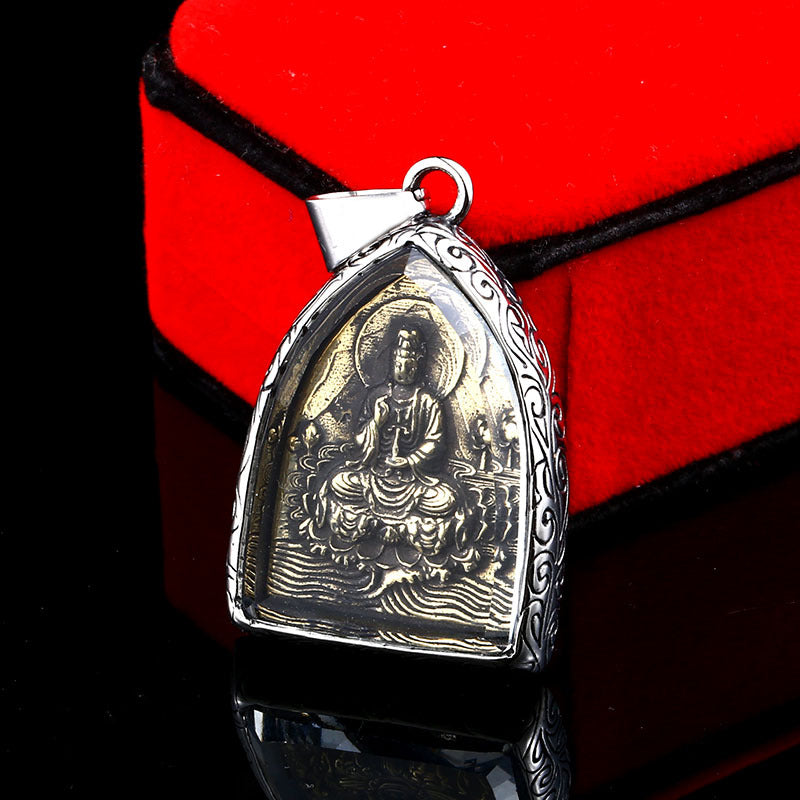 Wholesale Ethnic-Inspired Men's Stainless Steel Buddha Pendant with Crystal Inlay - Retro Style Jewelry for Him