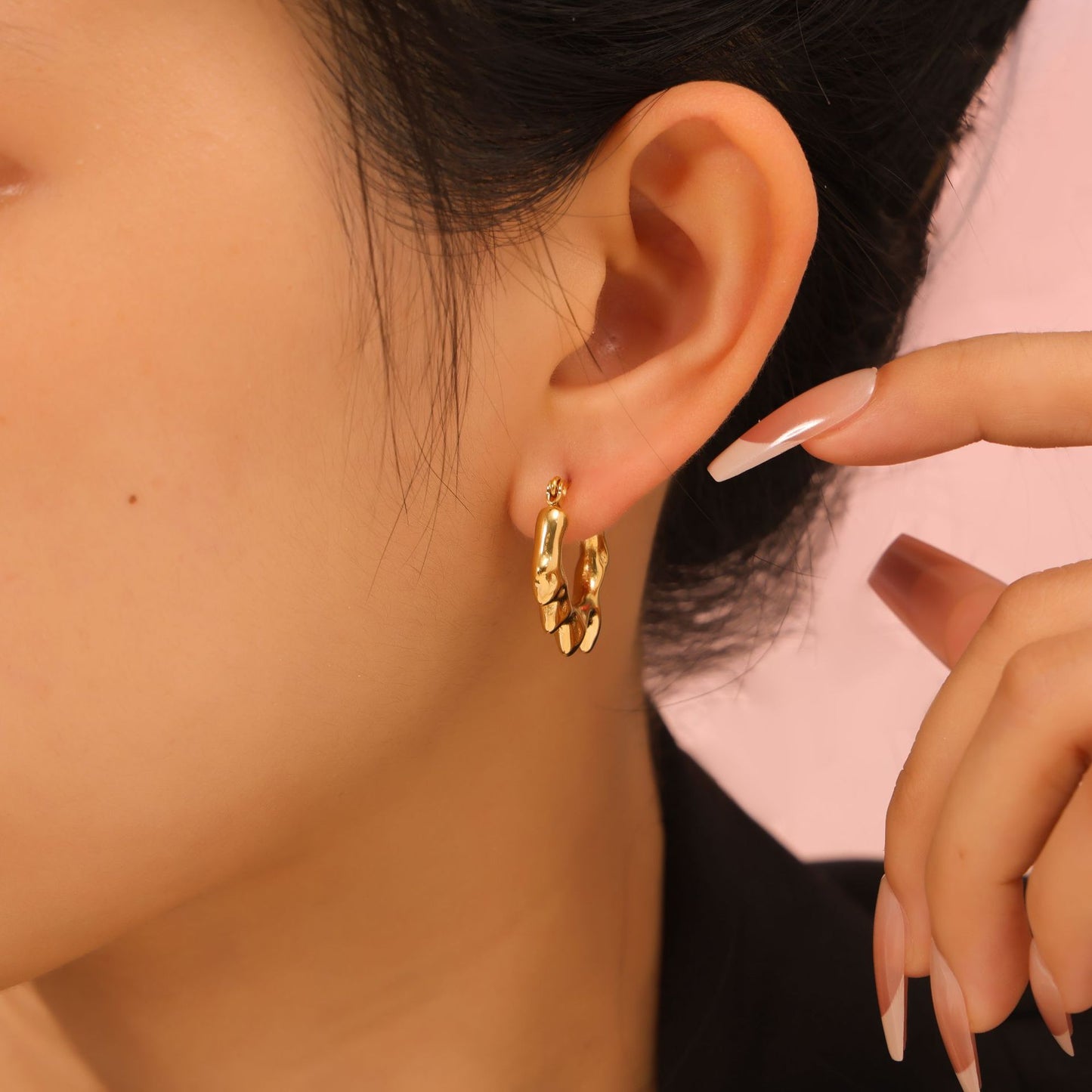 Geometric Fusion Gold-Plated U-Shaped Earrings