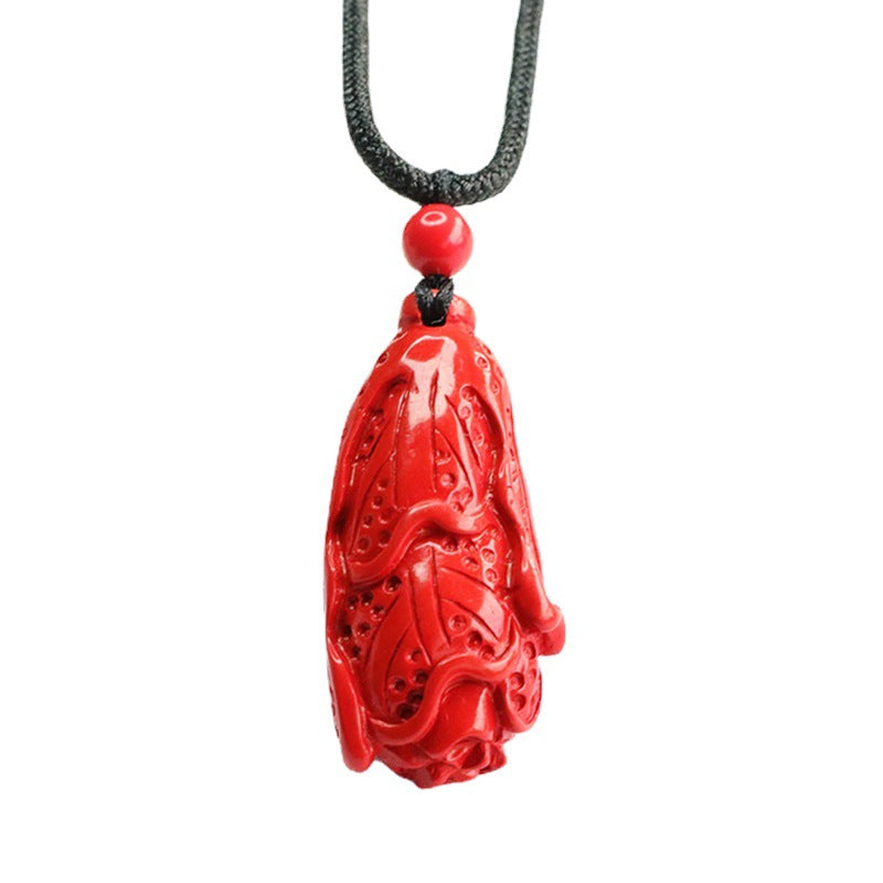 Red Sand Cabbage Pendant, Sterling Silver Cinnabar Stone Pendant