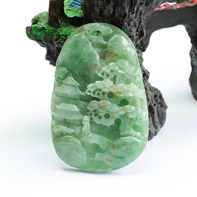 Scenic Jade Pendant in Sterling Silver