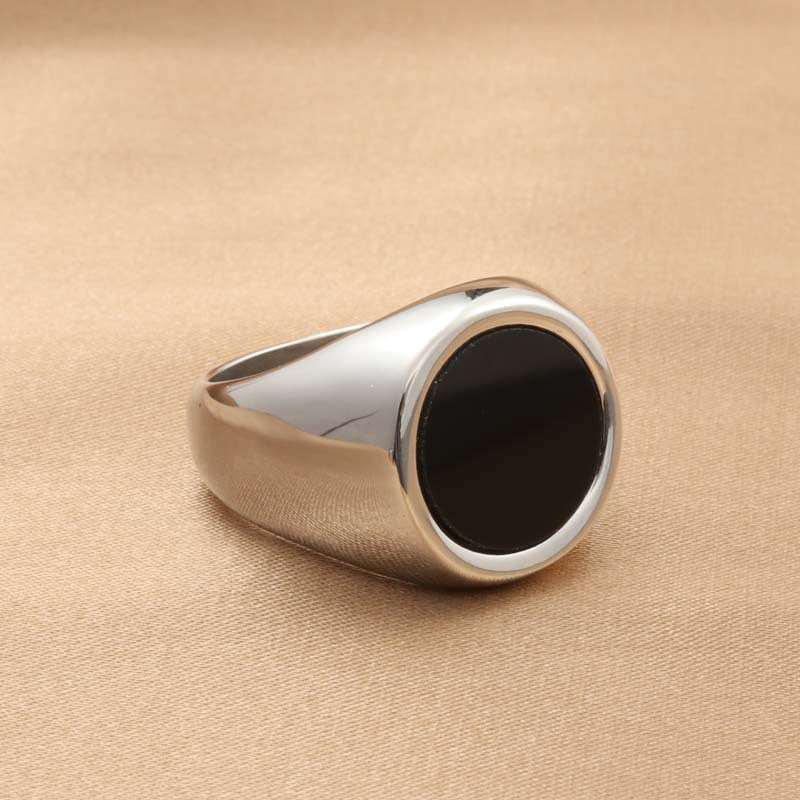 Retro Titanium Steel Epoxy Ring for Men - Trendy Stainless Steel Accessory Direct from Manufacturer