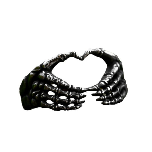 Titanium Steel Gothic Skull and Bone Love Ring for Men - Retro Hip-Hop Fashion Statement