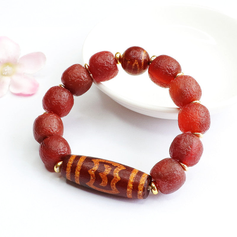 Heavenly Bead Red Agate Bracelet with Sterling Silver