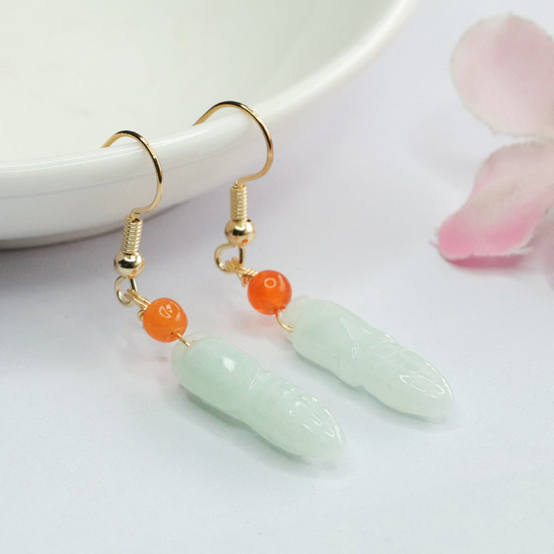 Fine Jade Fortune Earrings with Sterling Silver Hook