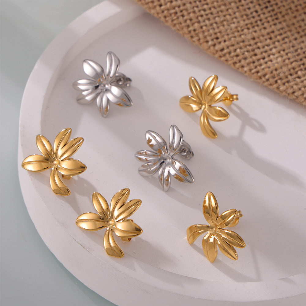 Forest Bloom Titanium Steel Gold-Plated Ear Studs