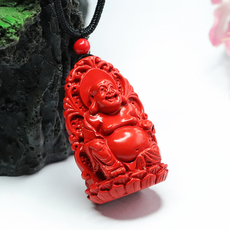 Sterling Silver Cinnabar Guanyin Buddha Pendant