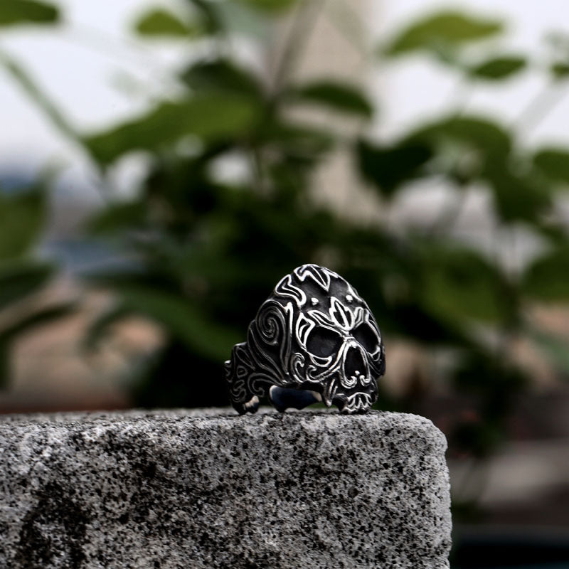 Personalized Viking-Inspired Men's Titanium Steel Skull Ring - Wholesale Cross-Border Jewelry