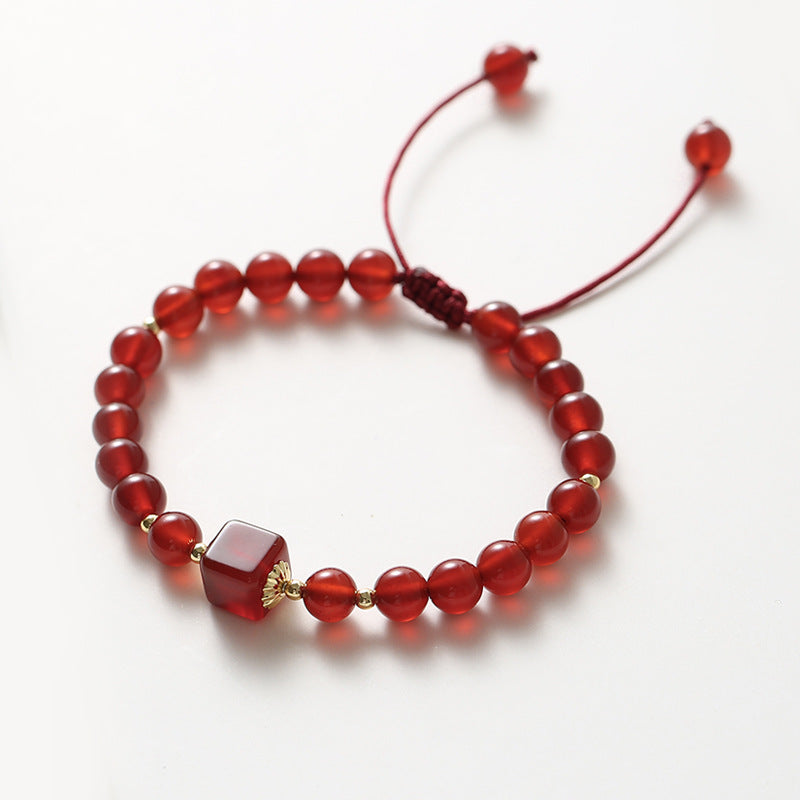 Red Agate Crystal Sterling Silver Bracelet