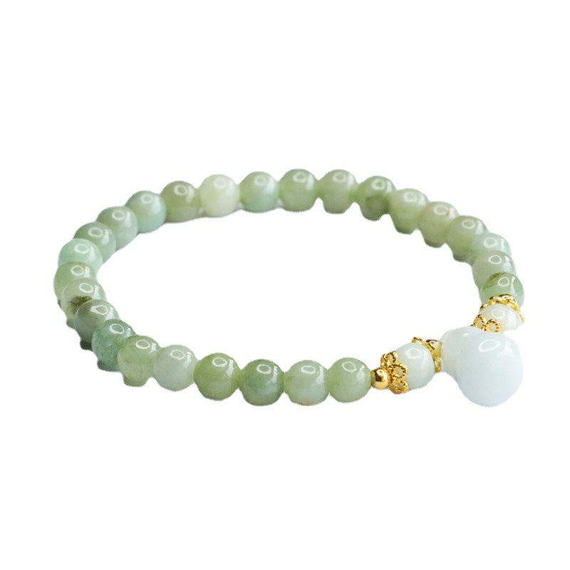 Fortune's Favor Sterling Silver Jade Gourd Bracelet