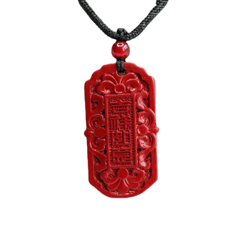 Cinnabar Pendant Auspicious Six-character Proverbs Pendant Jewelry