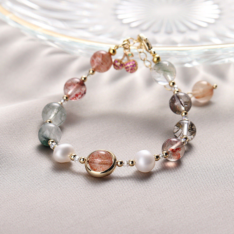 Fortune's Favor Crystal and Freshwater Pearl Sterling Silver Bracelet