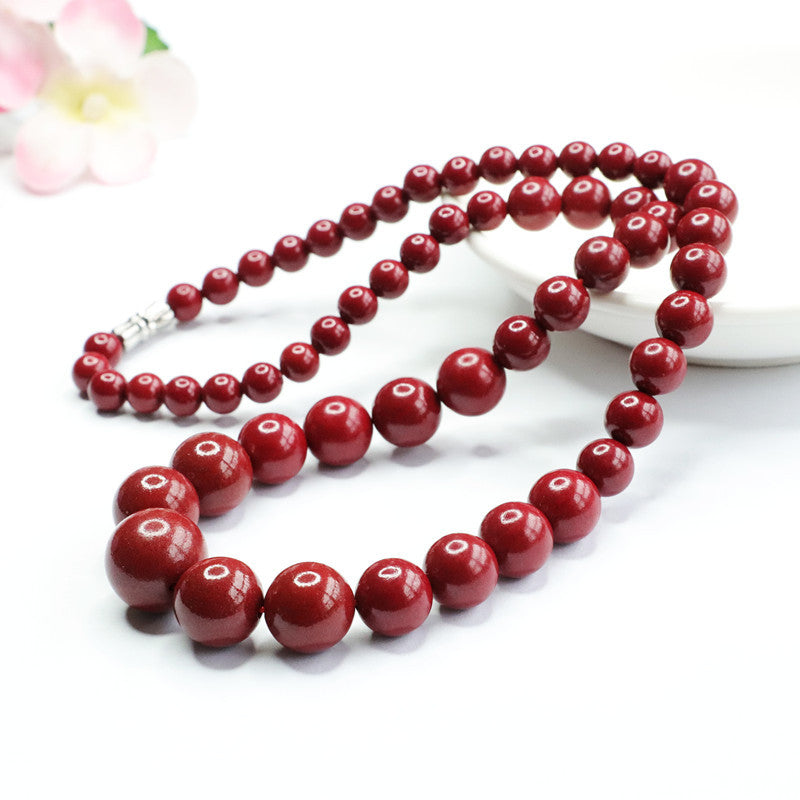 Cinnabar Necklace Different Sizes Beads Chain Jewelry