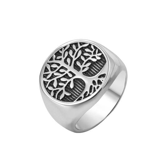 Men's Titanium Steel Life Tree Ring