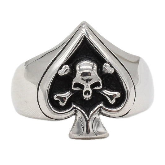 Personalized Retro Spade Ghost Magic Titanium Steel Ring for Men in European and American Style