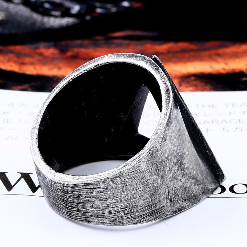 Men's Unique Triangle Hollow Stainless Steel Ring - Retro Fashion Accessory