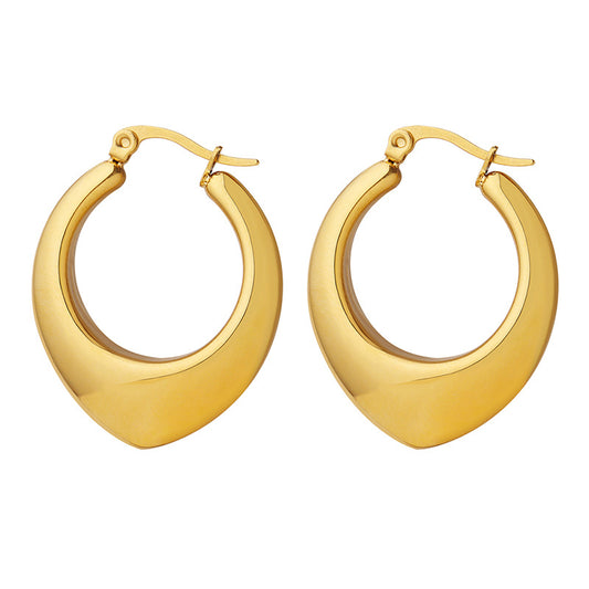 Golden Geometric Titanium Earrings with European-American Flair