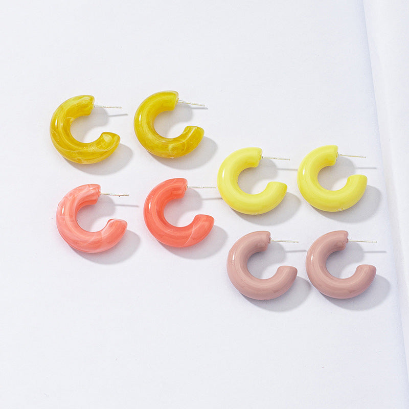 Vienna Verve Resin Acrylic Exaggerated Earrings Set - Wholesale 4 Pairs