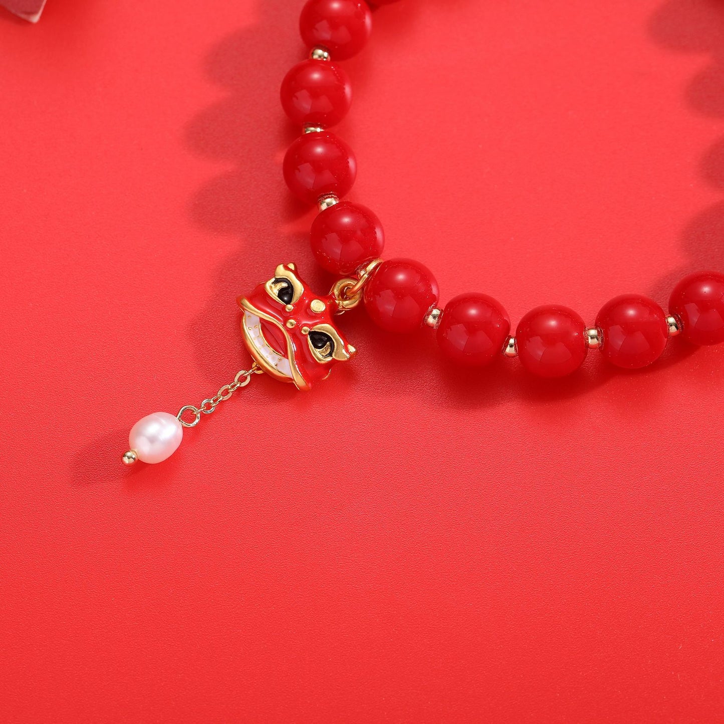 Festive Red Stone Bracelet for Prosperity and Blessings