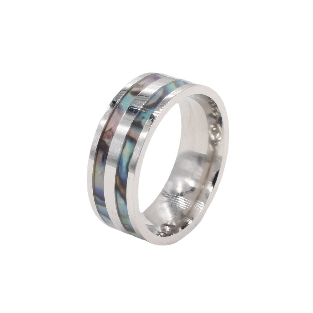 Colorful Shell Women's Titanium Steel Ring