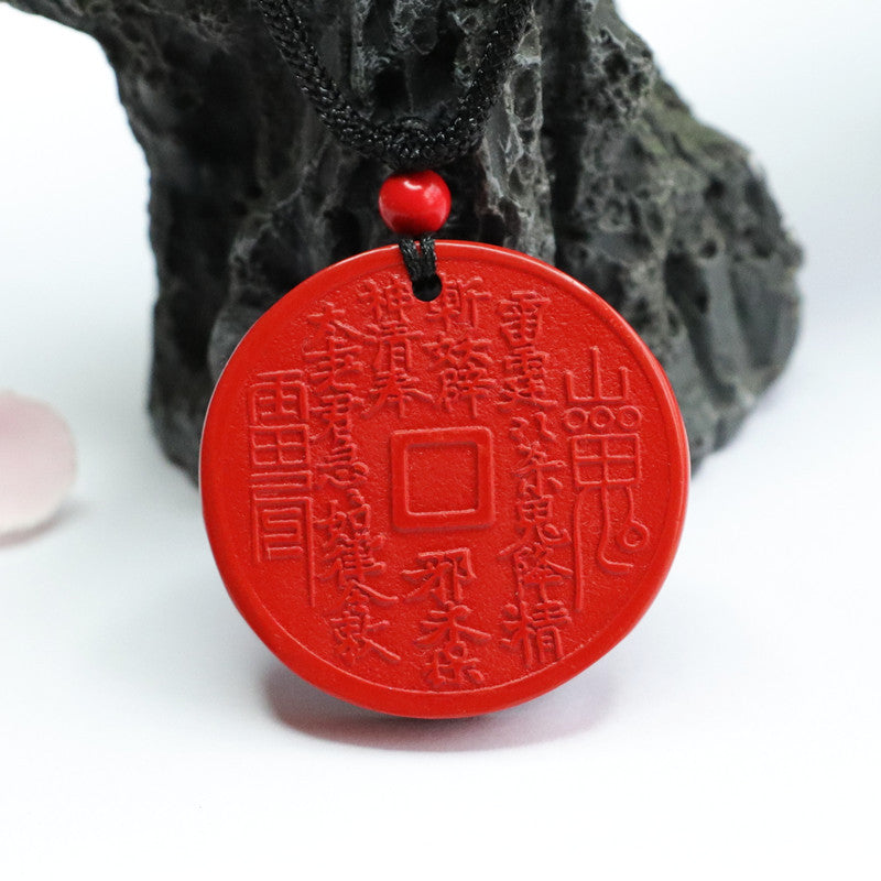 Red Sand Mountain Ghost Money Cinnabar Pendant - Sterling Silver Jewelry