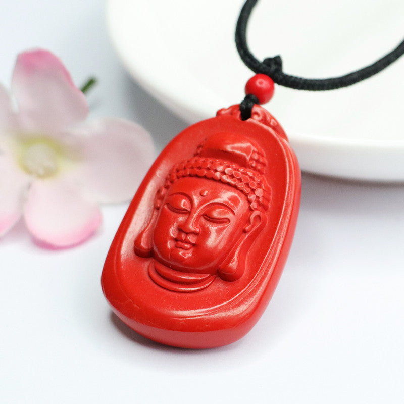 Cinnabar Buddha Head Pendant Cinnabar Pendant Jewelry