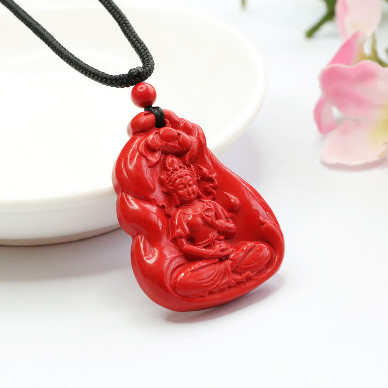 Cinnabar Pendant Red Sand Buddha Guanyin Pendant Jewelry