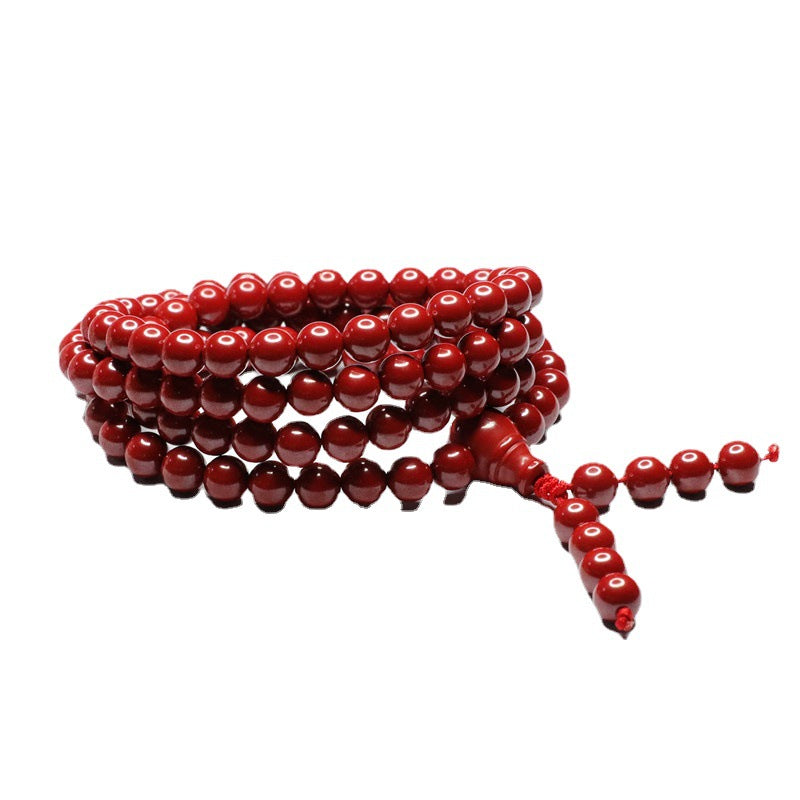 108 Buddha Beads Emperor Sand Long Bracelet with Cinnabar Stone