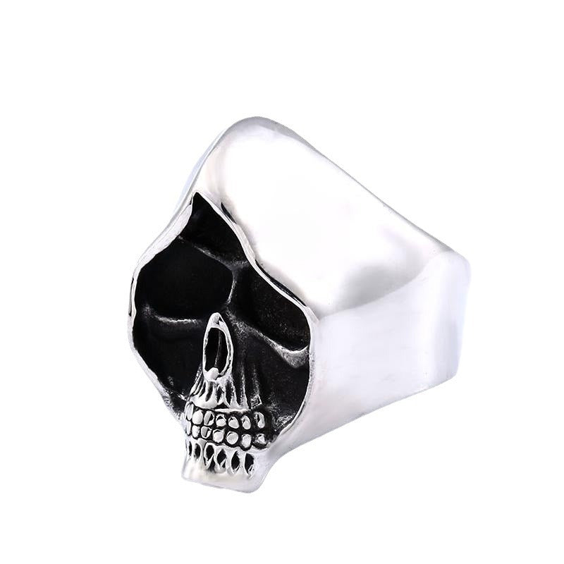 Titanium Steel Reaper Skull Ring for Men - European and American Punk Style Jewelry, Wholesale Available