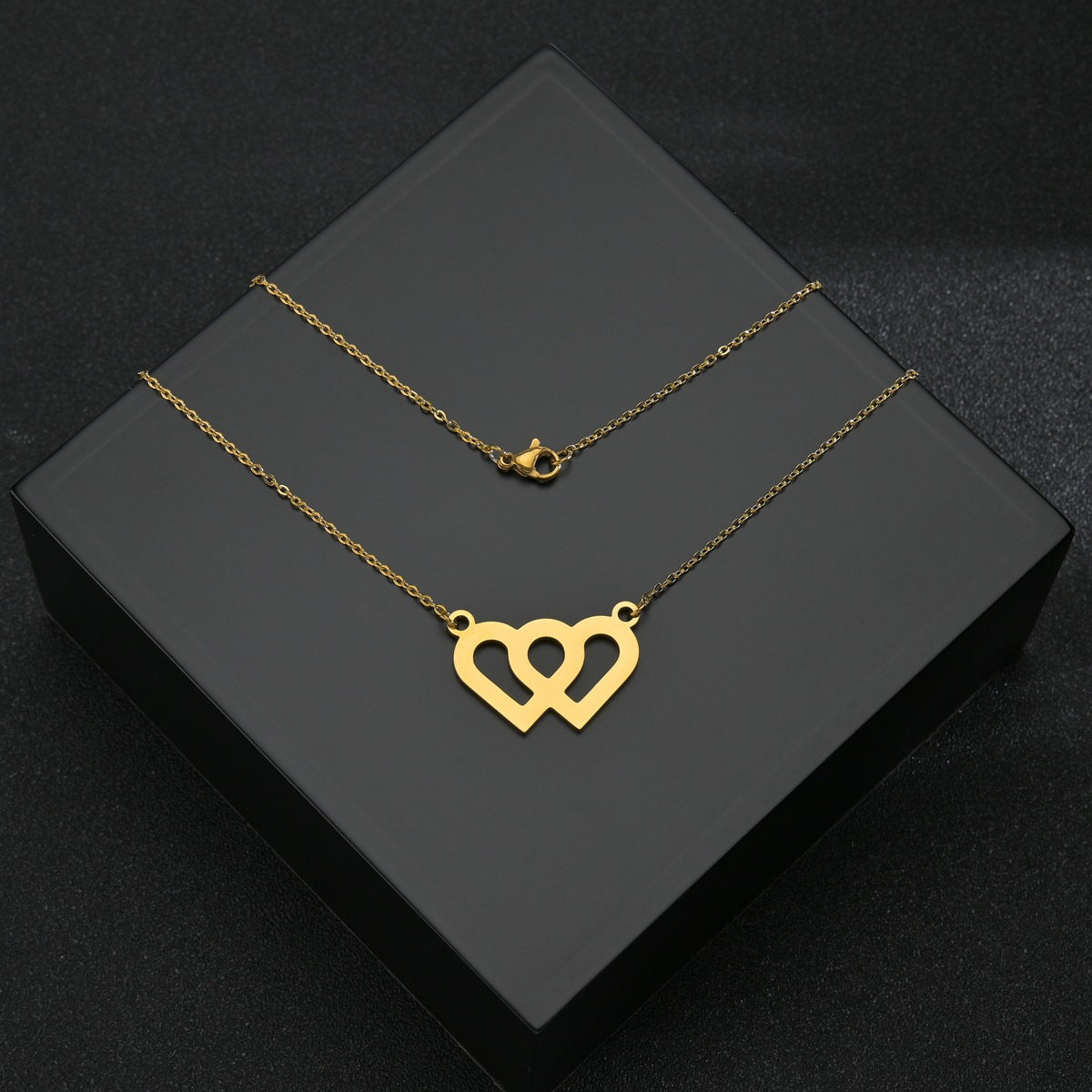 Couple's Double Love Titanium Necklace - Durable & Elegant Piece from Planderful Collection