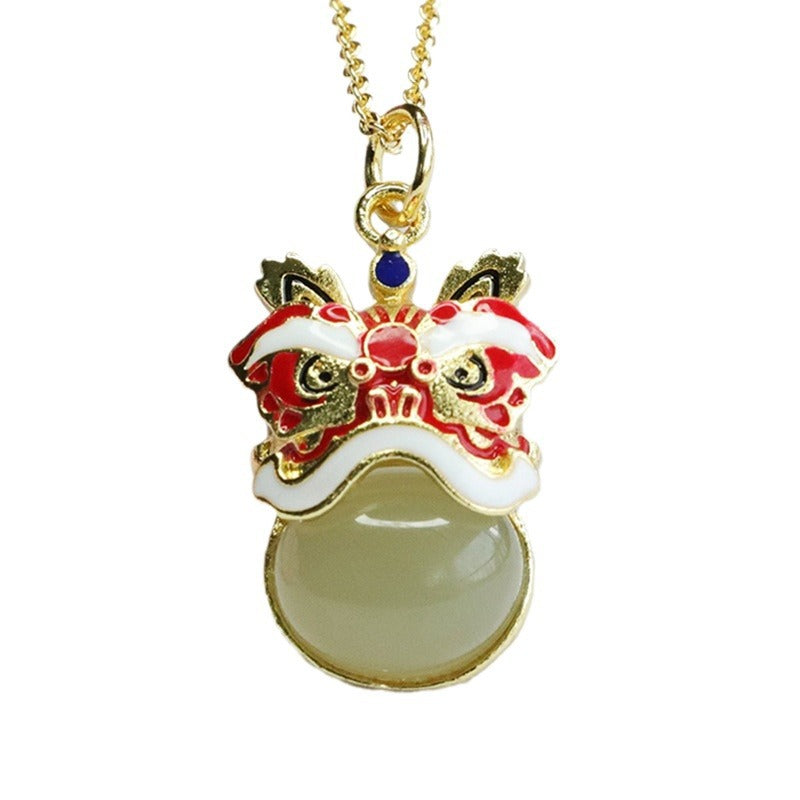 Jade Lion Rising Pendant Inspired by Chinese Aesthetics