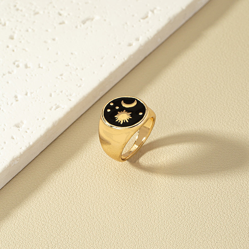 Celestial Crescent Oil Drop Ring - Vienna Verve Collection