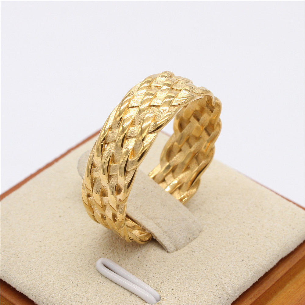 Retro Viking Weave Pattern Titanium Steel Ring for Men