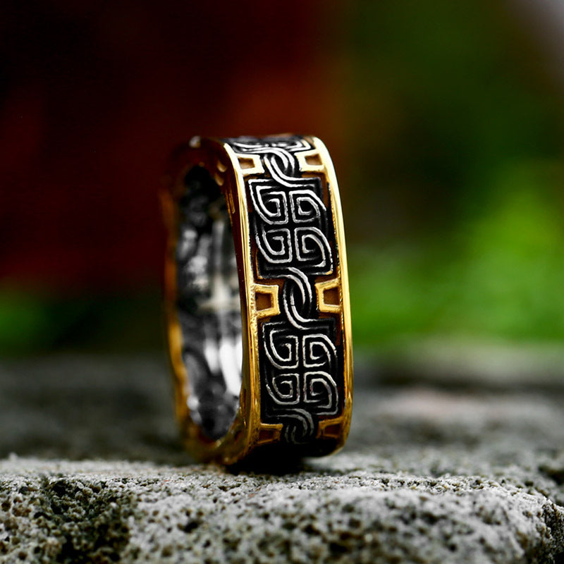 Men's Customizable Titanium Steel Ring with Luxurious Electroplated Gold Finish - Trending Cross-Border Design