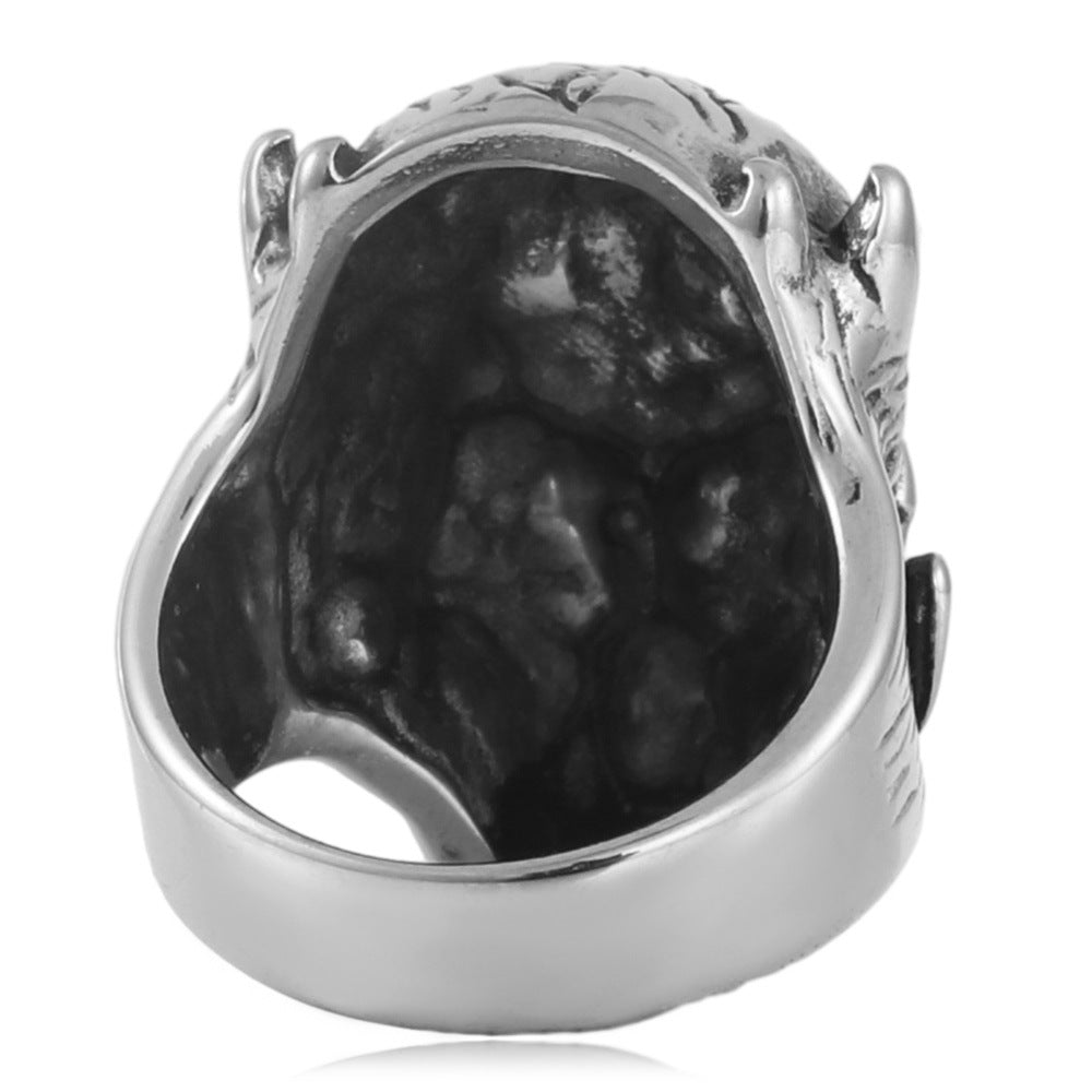 Trendy Titanium Steel Dragon Ring for Men - Punk Retro Stainless Steel Prince Portrait Design