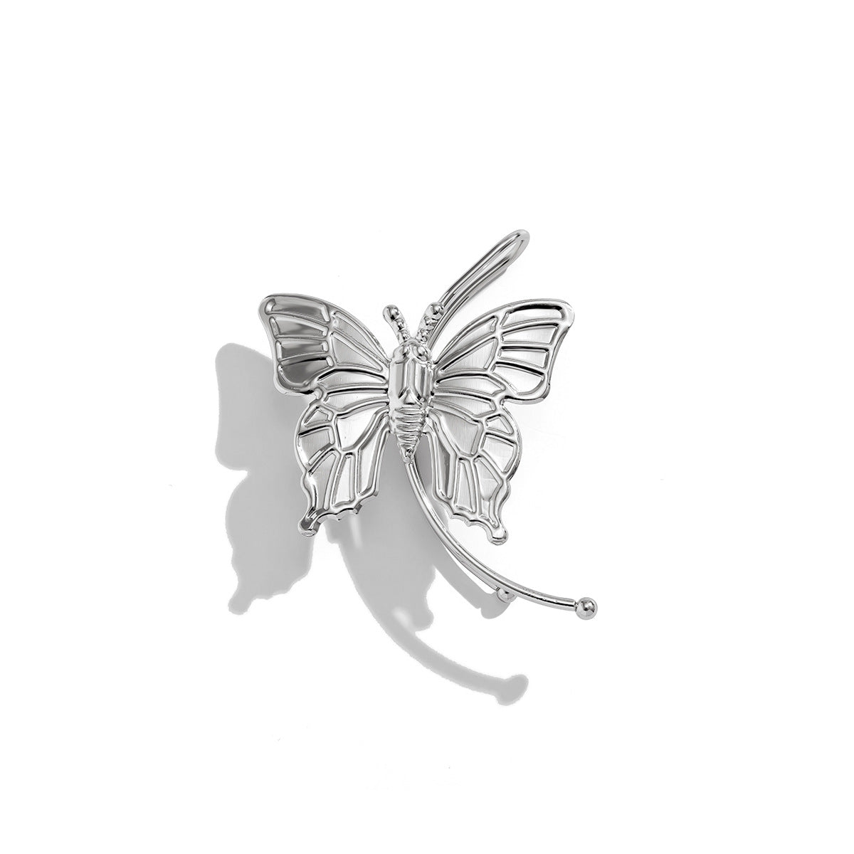 Winged Charm Clip Earring - Elegant Single Butterfly Ear Cuff For Non-Pierced Right Ear