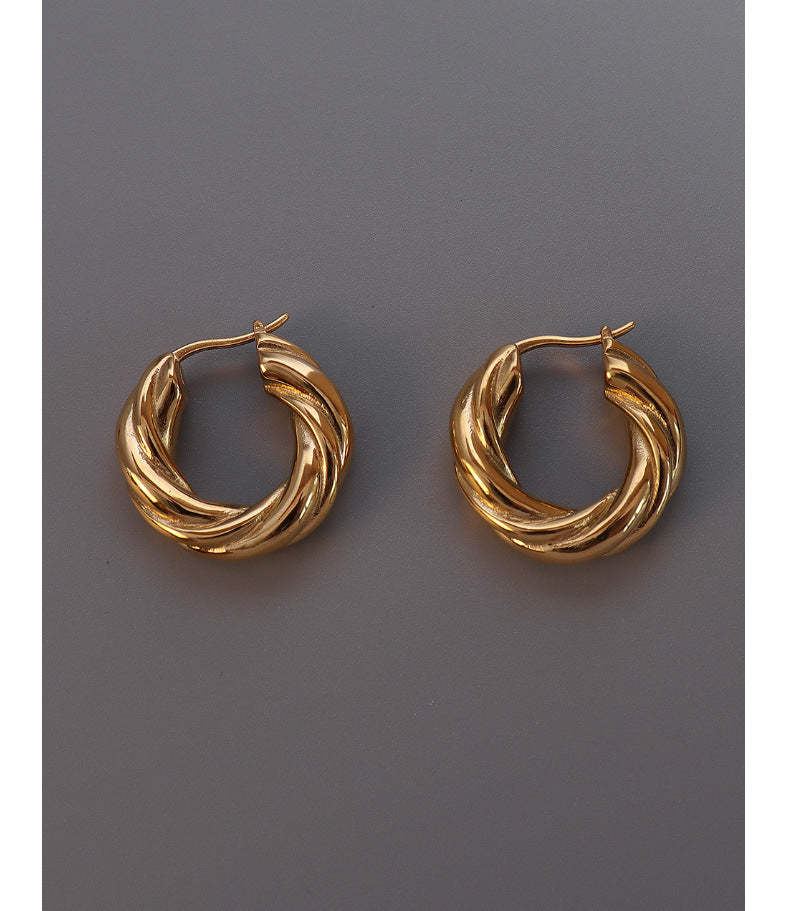 Elegant Golden Titanium Steel Irregular Earrings