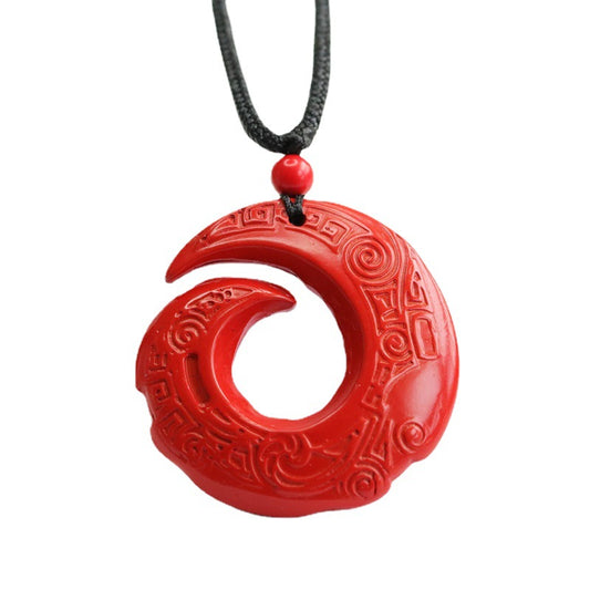 Red Sky Cinnabar Stone Pendant with Auspicious Cloudscape Pattern