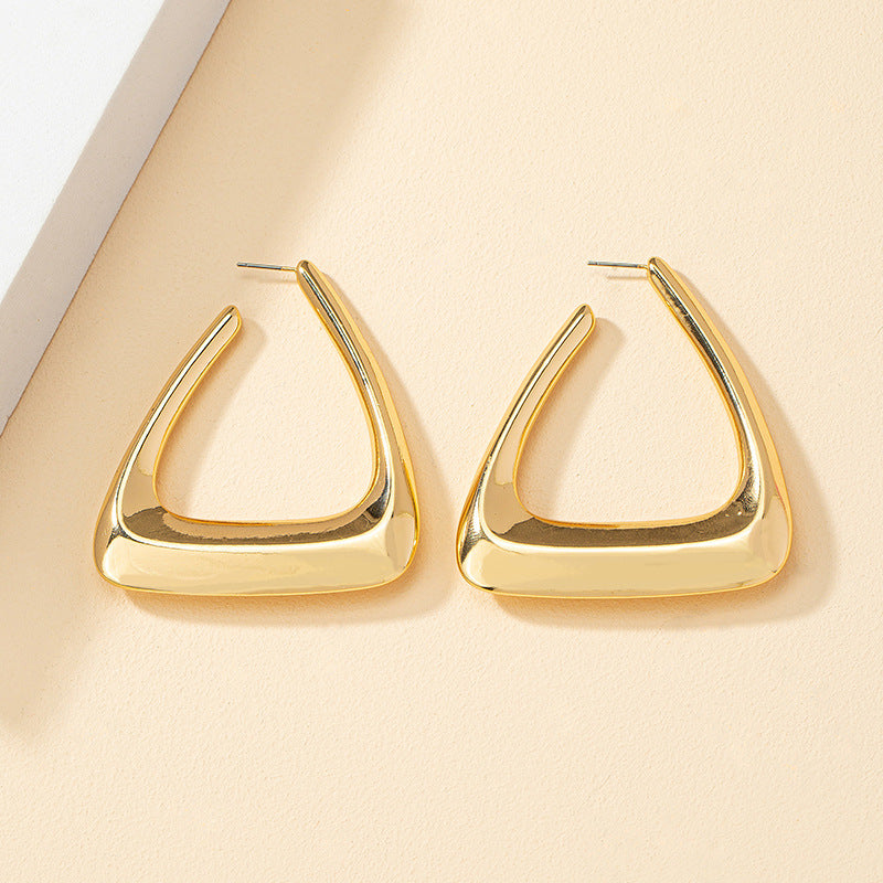 Exaggerated Geometric Gold Earrings - Vienna Verve Collection