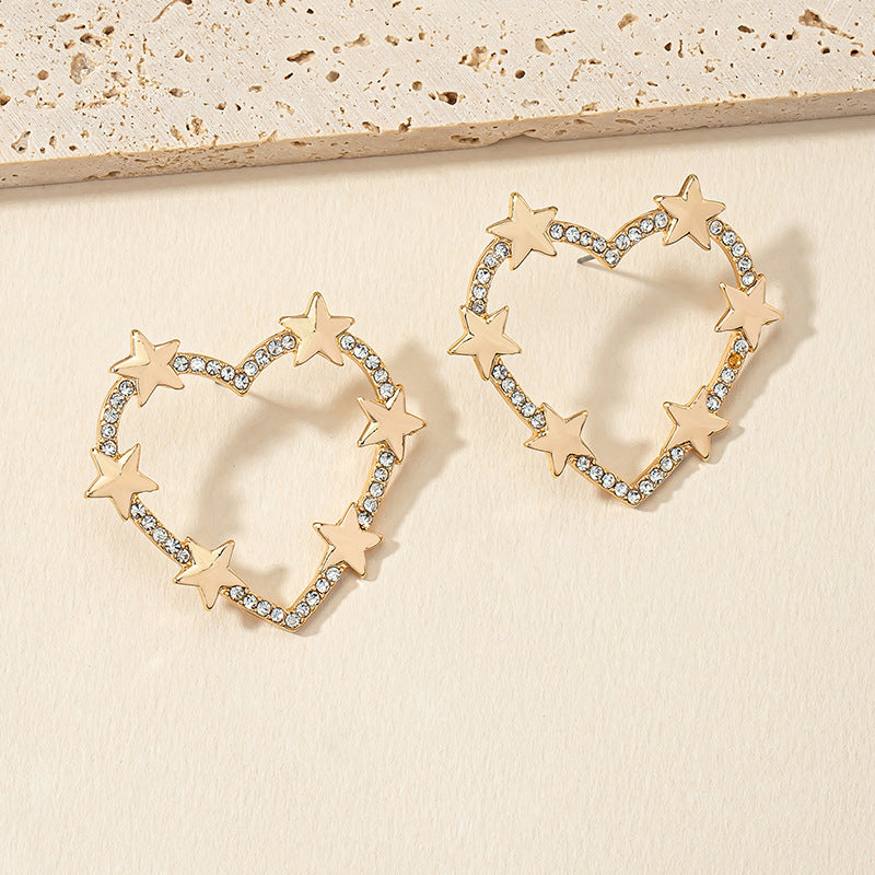 Rhinestone Embellished Love Earrings - Vienna Verve Collection