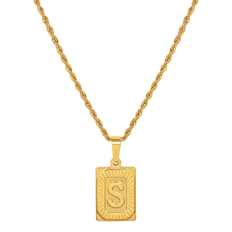 Retro High Fashion Titanium Plated Necklace with 18K Gold Accent