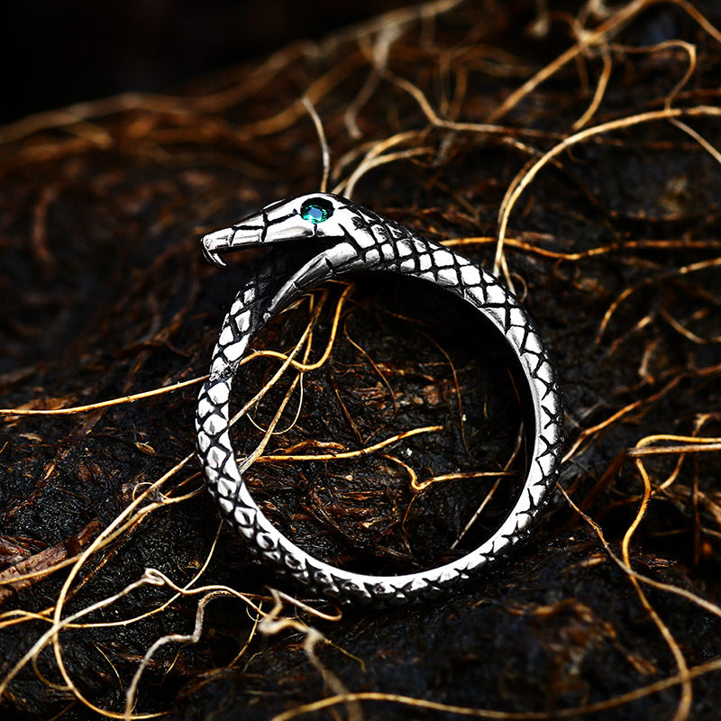 Men's Retro Ouroboros Titanium Steel Ring - Wholesale European and American Stainless Steel Jewelry